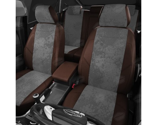 Чехлы на сиденья АвтоЛидер для Volkswagen Tiguan (2007-2016) шоколад темно-Серые Артикул VW28-0206-VW28-0901-EC16 Фото