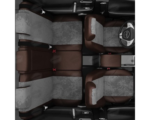Чехлы на сиденья АвтоЛидер для Volkswagen Tiguan (2007-2016) шоколад темно-Серые Артикул VW28-0206-VW28-0901-EC16 Фото