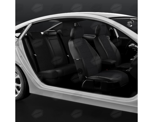 Чехлы АвтоЛидер Экокожа-жаккард VW Crafter (2011-2019) цвет Черные  Артикул VW28-1402-MB17-1004-KK4 Фото