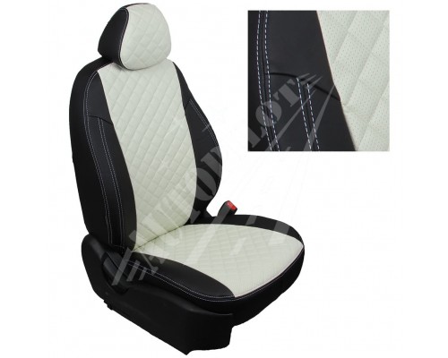 Чехлы на сиденья, рисунок ромб (Черные с белым) для Peugeot Partner Original (2 места) с 96-12г. Фото